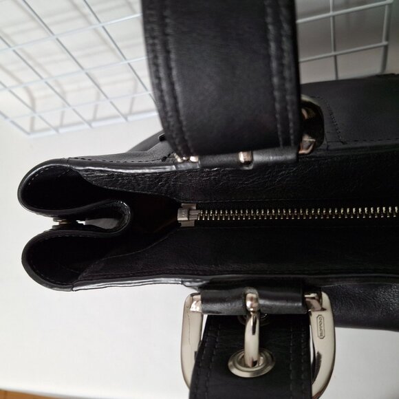 Coach "Soho" Black Soft Leather Buckle Satchel Top Handle Zippered Shoulder Bag - Picture 12 of 15